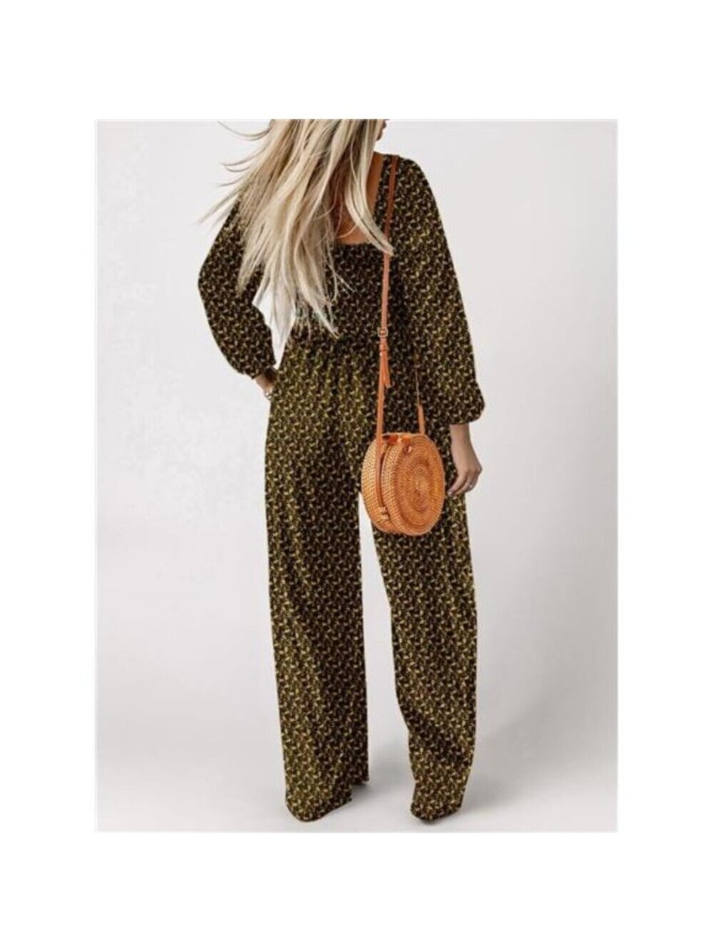 Women's Casual Loose Overalls Jumpsuits Printed Rompers With Pockets - Picture 3 of 4